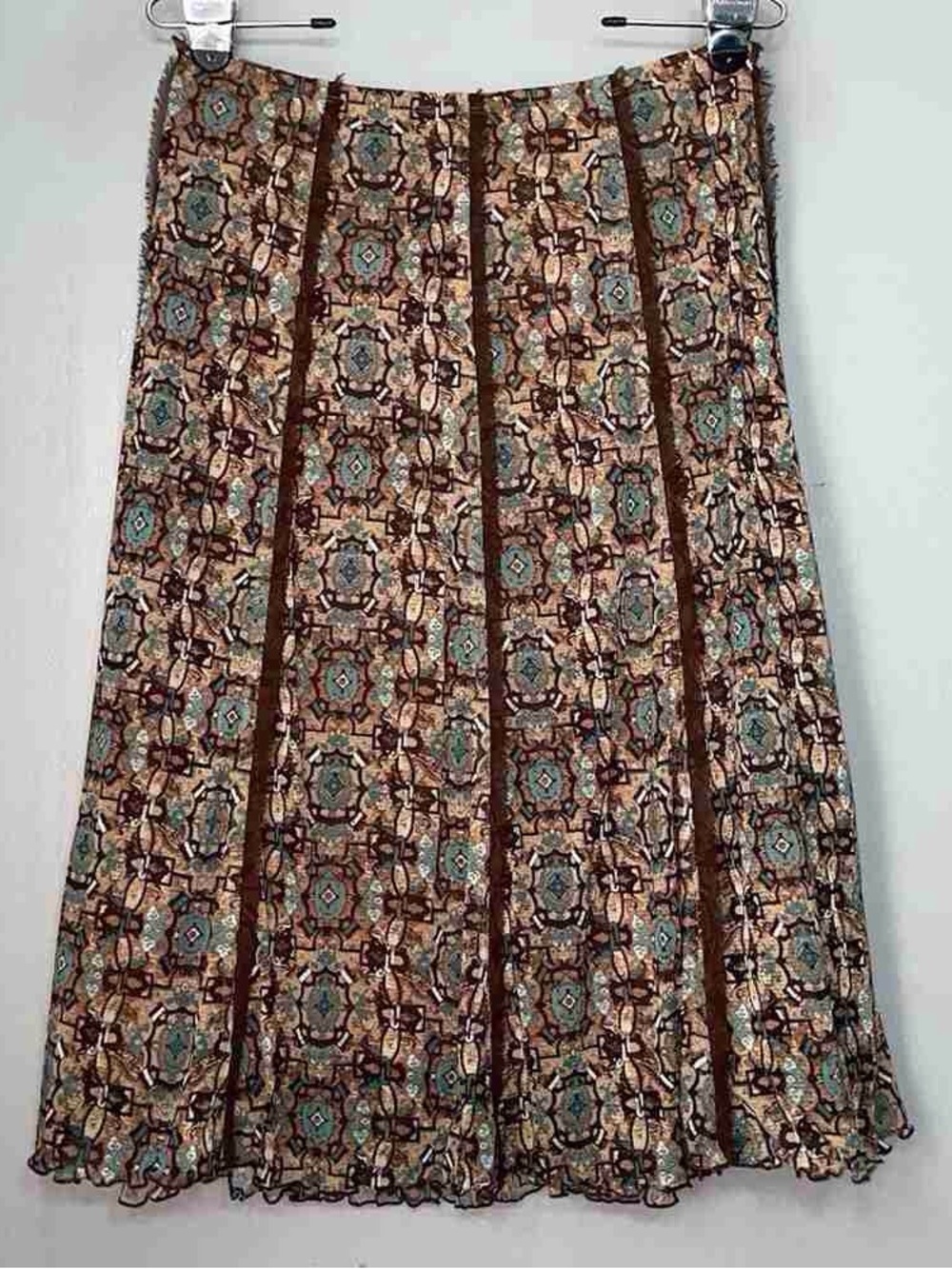 Brown Patterned A-Line Skirt